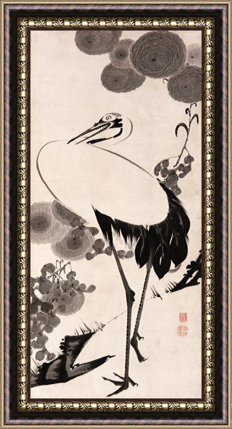 Jakuchu Cranes Framed Painting
