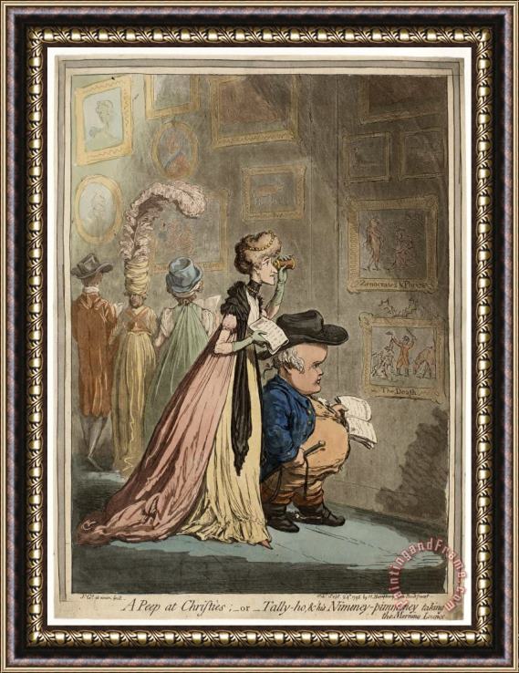 James Gillray A Peep at Christies; Or Tally Ho, & His Nimeney Pimmeney Taking The Morning Lounge Framed Print