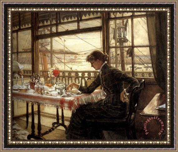James Jacques Joseph Tissot Room Overlooking The Harbour Framed Painting