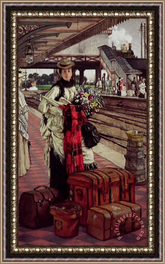James Jacques Joseph Tissot Waiting at The Station, Willesden Junction Framed Painting