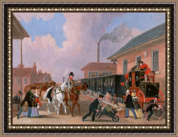 James Pollard The Louth London Royal Mail Travelling by Train From Peterborough East, Northamptonshire Framed Painting