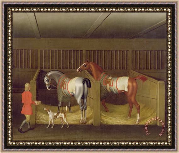 James Seymour The Stables and Two Famous Running Horses belonging to His Grace - the Duke of Bolton Framed Print