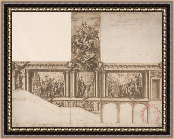 James Thornhill Design for Ceiling Walls And Staircase Framed Painting