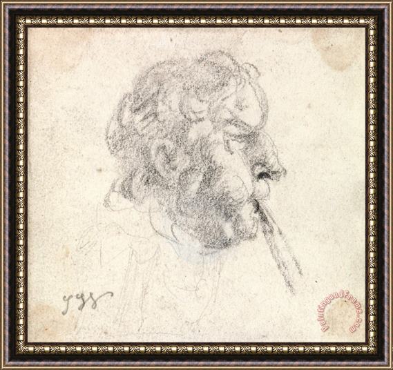 James Ward Head of a Man Blowing a Pipe Framed Print