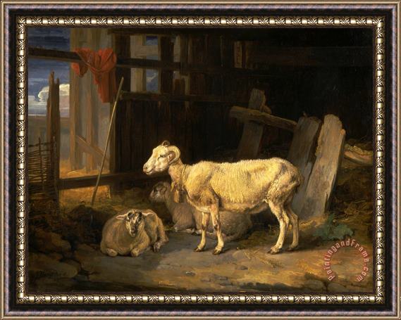 James Ward Heath Ewe And Lambs Framed Print