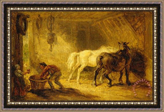 James Ward Interior of a Stable Framed Painting