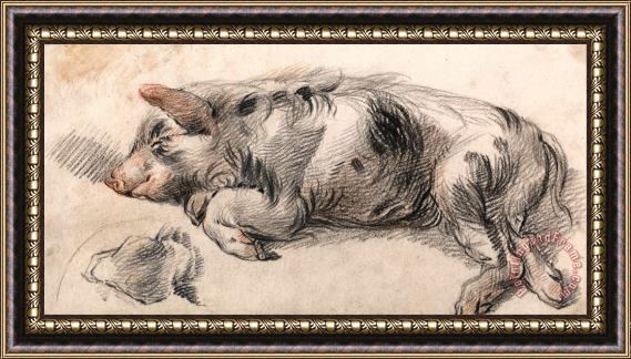 James Ward Sleeping Pig Framed Painting