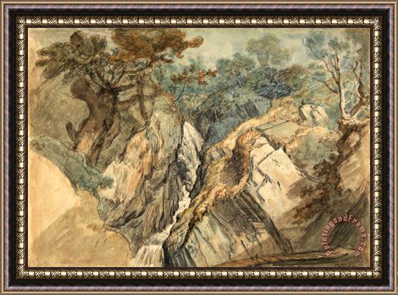 James Ward Waterfall, North Wales Framed Print