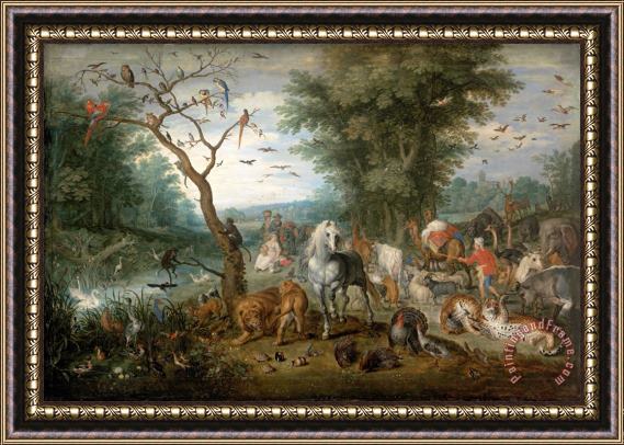 Jan Breughel Paradise Landscape with Animals Framed Painting