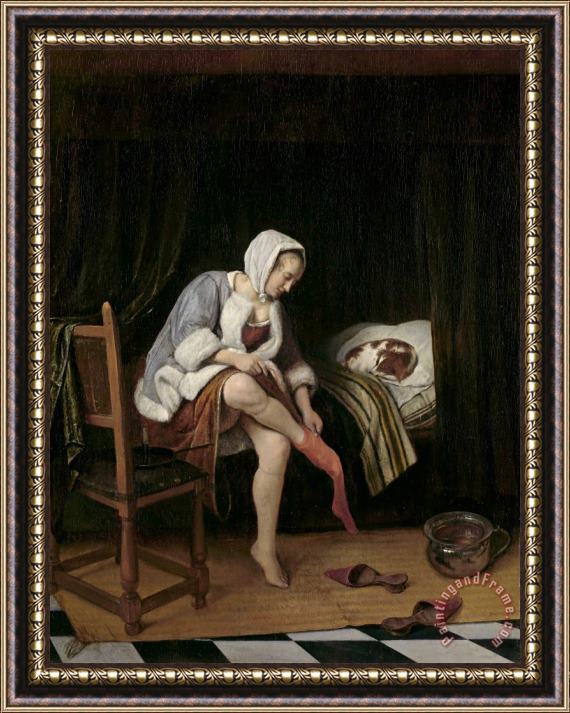 Jan Havicksz Steen Woman at Her Toilet Framed Painting