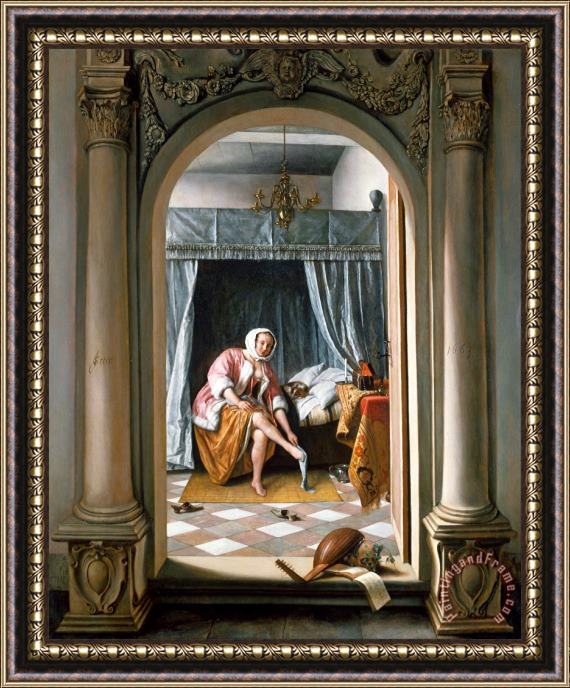 Jan Steen Woman at Her Toilet Framed Print