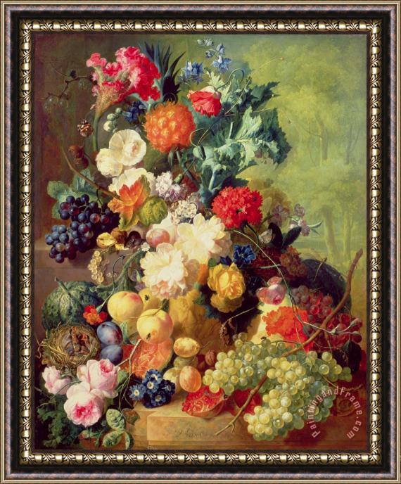 Jan van Os Still Life with Flowers and Fruit Framed Print