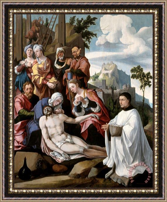 Jan Van Scorel Schoorl Lamentation of Christ with a Donor Framed Painting