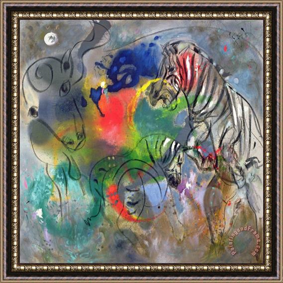Jane Deakin Zebra Mares Framed Painting