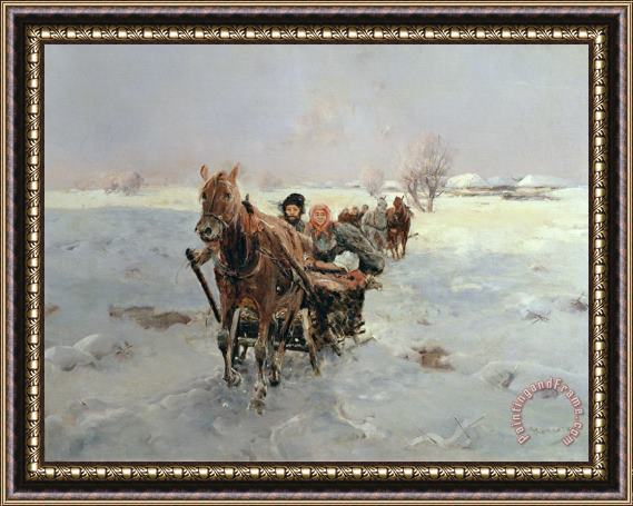 Janina Konarsky Sleighs in a Winter Landscape Framed Print