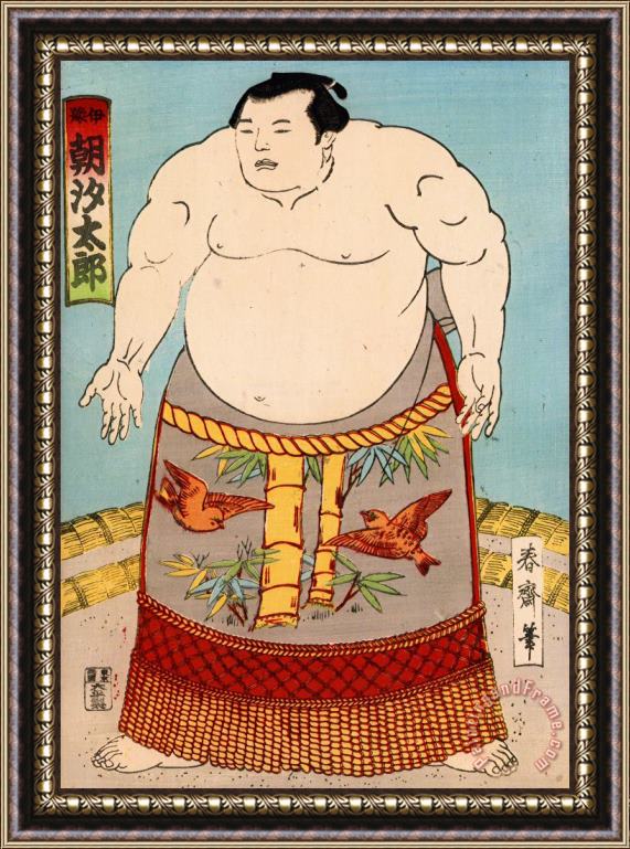 Japanese School Asashio Toro A Japanese Sumo Wrestler Framed Painting