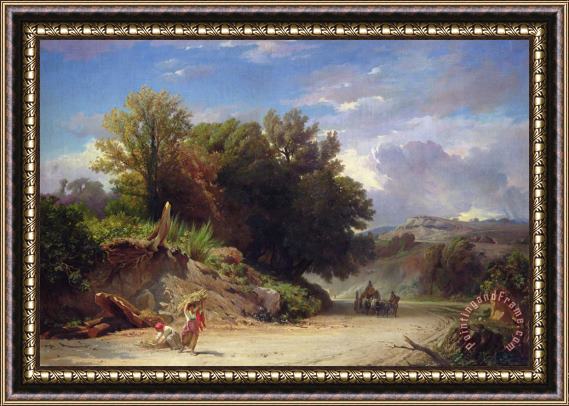 Jean Achille Benouville Landscape on the Outskirts of Rome Framed Painting