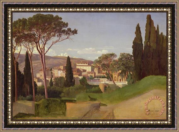 Jean Achille Benouville View of a Villa Framed Painting