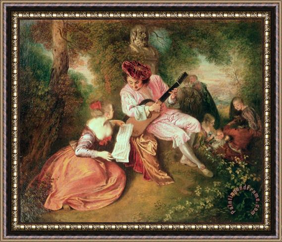 Jean Antoine Watteau The Scale of Love Framed Painting