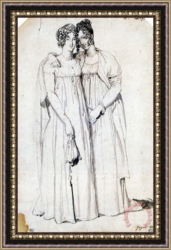 Jean Auguste Dominique Ingres Henriette Harvey And Her Half Sister Elizabeth Norton Framed Painting