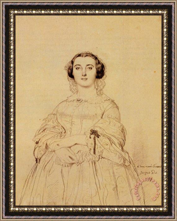 Jean Auguste Dominique Ingres Madame Charles Simart, Born Amelie Baltard Framed Painting