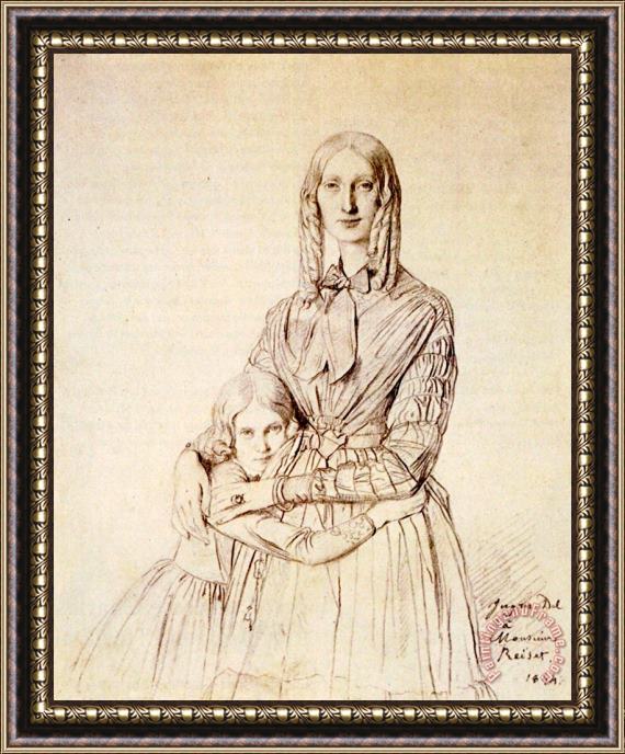 Jean Auguste Dominique Ingres Madame Frederic Reiset, Born Augustine Modest Hortense Reiset, And Her Daughter, Theres Hortense Marie Framed Painting