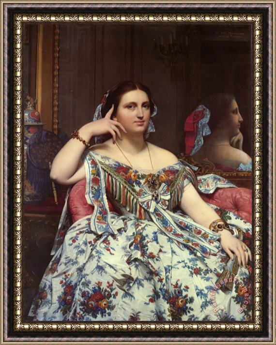 Jean Auguste Dominique Ingres Madame Paulsigisbert Moitessier, Nee Marieclotildeines De Foucauld, Seated Framed Painting