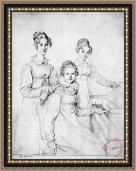 Jean Auguste Dominique Ingres The Kaunitz Sisters Framed Painting