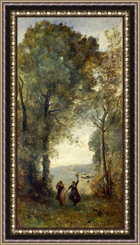 Jean Baptiste Camille Corot Reminiscence of The Beach of Naples Framed Print