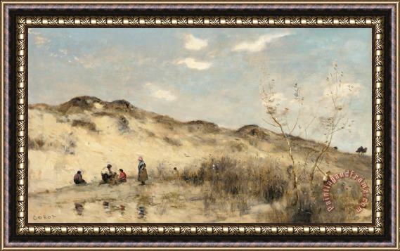 Jean Baptiste Camille Corot The Dunes Of Dunkirk Framed Painting