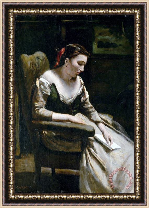 Jean Baptiste Camille Corot The Letter Framed Print