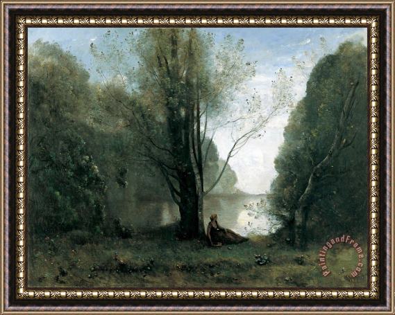 Jean Baptiste Camille Corot The Solitude. Recollection of Vigen, Limousin Framed Painting