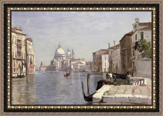 Jean Baptiste Camille Corot Venice - View of Campo della Carita looking towards the Dome of the Salute Framed Print