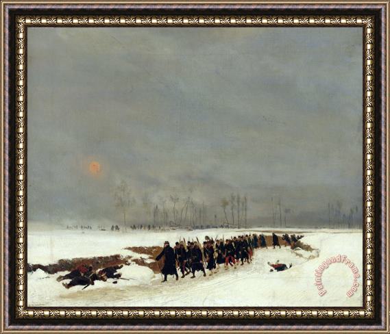 Jean Baptiste Edouard Detaille The War of 1870 An Infantry Column on their Way to a Raid Framed Print