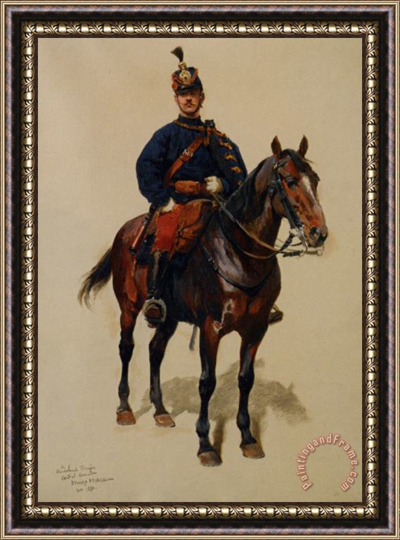 Jean Baptiste Edouard Detaille Un Soldat De La Cavalerie Framed Painting