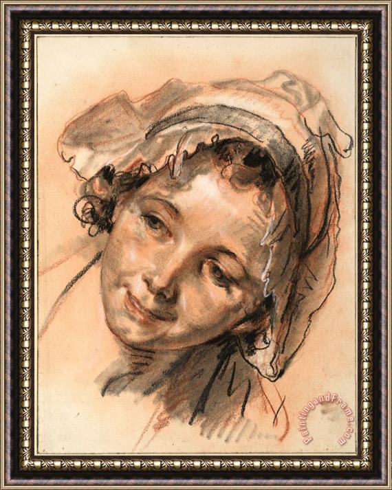 Jean-Baptiste Greuze  Head of Smiling Girl, C. 1765 Framed Print