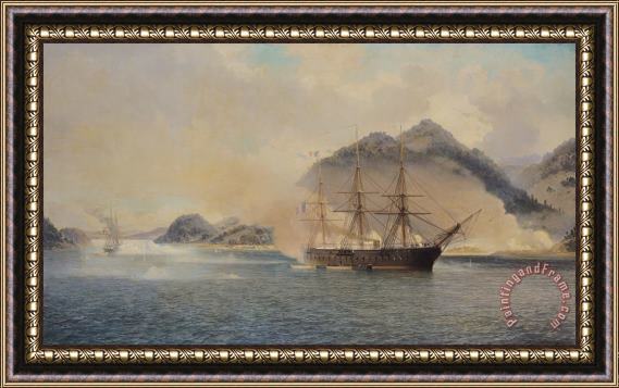 Jean Baptiste Henri Durand Brager Naval Battle of the Strait of Shimonoseki Framed Painting