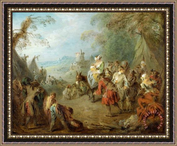 Jean-Baptiste Pater Encampment (soldiers' Halt) Framed Painting