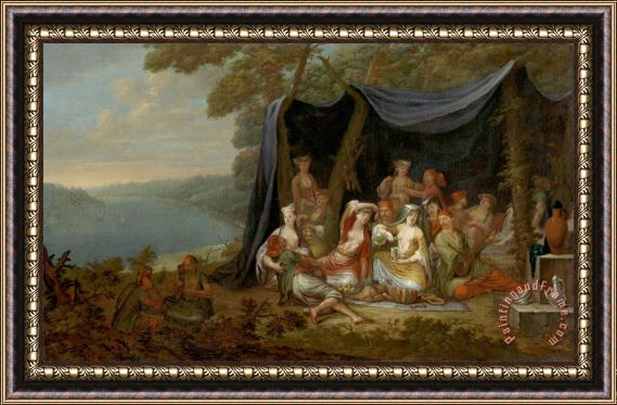 Jean Baptiste Vanmour Fete Champetre with Turkish Courtiers Under a Tent Framed Print