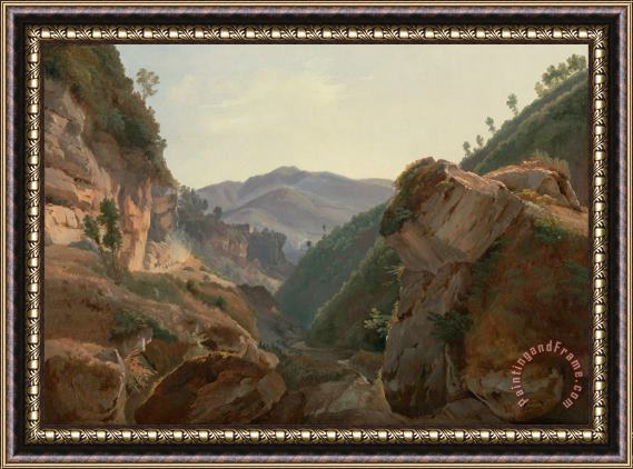 Jean Charles Joseph Remond Mountain Landscape with Road to Naples Framed Print