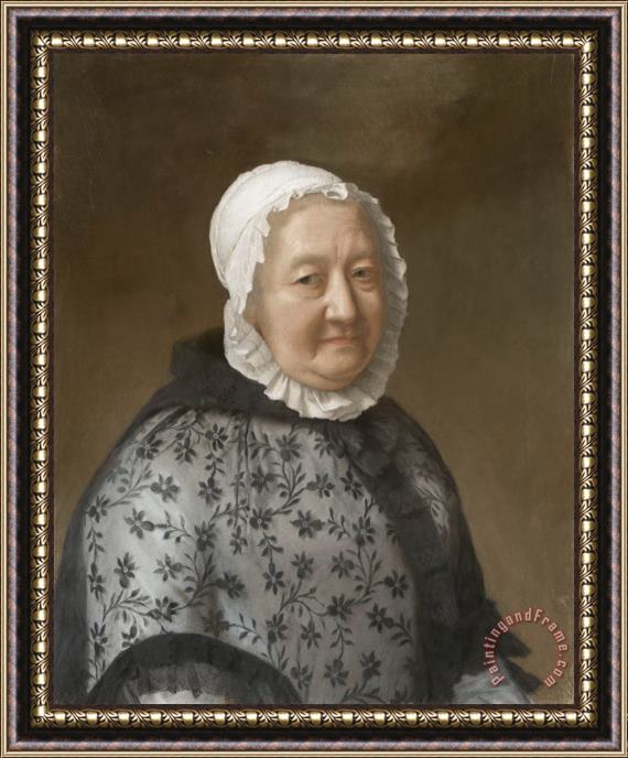 Jean-Etienne Liotard Portret Van Marie Congnard Batailhy, Grootmoeder Van De Vrouw Van De Kunstenaar, Bekend Als 'la Dame Aux Dentelles' Framed Painting