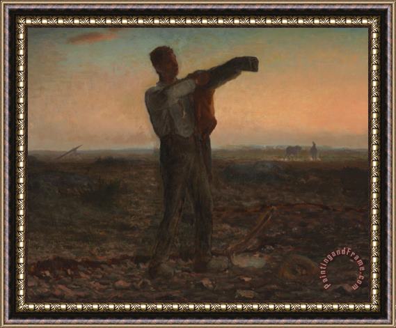 Jean-Francois Millet The End Of The Day Effect Of Evening Framed Painting