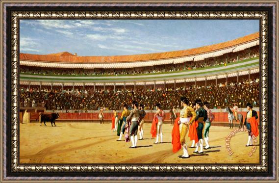 Jean Leon Gerome The Entry Of The Bull Framed Painting