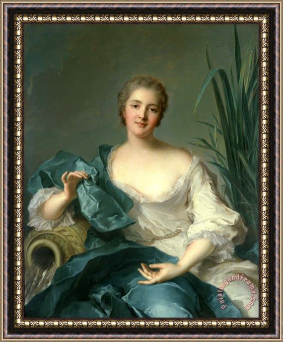 Jean Marc Nattier Portrait of Madame Marie Henriette Berthelot De Pleneuf Framed Print