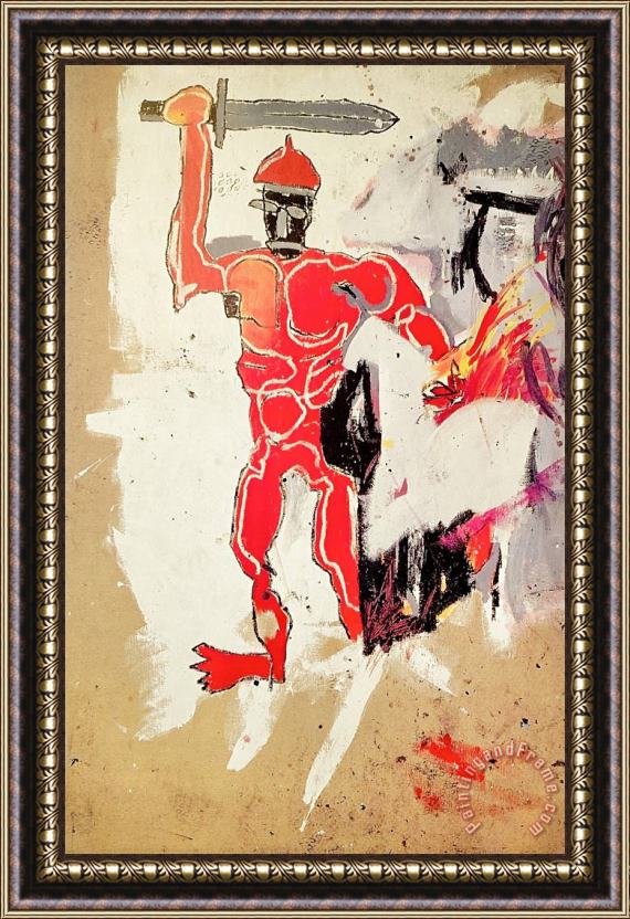 Jean-michel Basquiat Basquiat at Vrej Baghoomian Gallery (basquiat Red Warrior Announcement), 1989 Framed Print