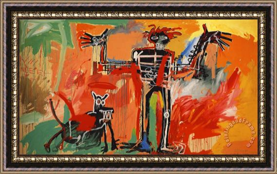 Jean-michel Basquiat Boy And Dog in a Johnnypump Framed Print