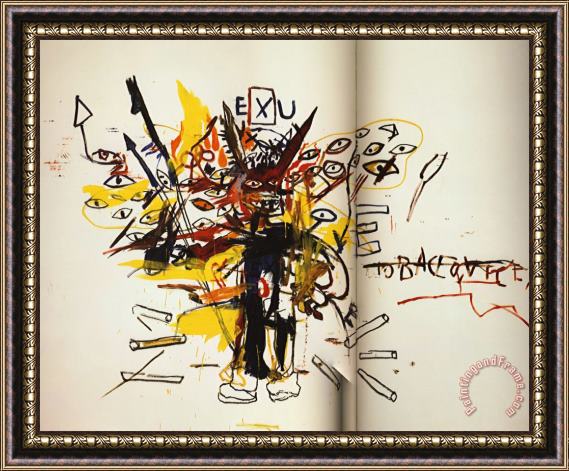 Jean-michel Basquiat Exu Framed Painting