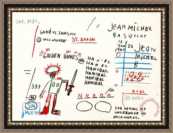 Jean-michel Basquiat Golden Bones Framed Print