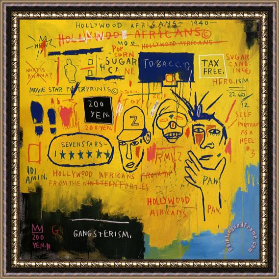 Jean-michel Basquiat Hollywood Africans Framed Painting
