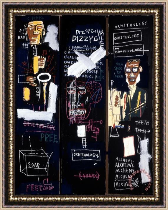 Jean-michel Basquiat Horn Players Framed Painting